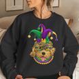 Funny Mardi Gras Dog Apparel Golden Doodle Dog Mom Dad V2 Women Crewneck Graphic Sweatshirt Gifts for Her