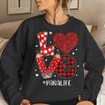 Funny Plaid Heart Love Para Life Valentine Day Christmas Women Crewneck Graphic Sweatshirt Gifts for Her