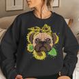 Funny Pug Dog Mom Sunflower Head Bandana Womens Girls Gift Women Crewneck Graphic Sweatshirt Gifts for Her
