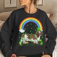 Funny Shamrock Vintage Rainbow Basset Hound St Patricks Day Women Crewneck Graphic Sweatshirt Gifts for Her