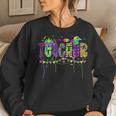 Funny Teacher Mardi Gras Festival Family Matching Outfit V2 Women Crewneck Graphic Sweatshirt Gifts for Her