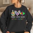 Womens Lets Glow Crazy Peace Love Glow Party Squad Halloween Women Sweatshirt Gifts for Her