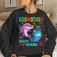 Godmother Of The Baby Shark Birthday Godmother Shark Women Crewneck Graphic Sweatshirt Gifts for Her