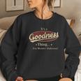 Goodness Name Goodness Family Name Crest Women Crewneck Graphic Sweatshirt Gifts for Her