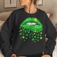 Green Lips Sexy Irish Shamrock St Patricks Day Women Girls Women Crewneck Graphic Sweatshirt Gifts for Her