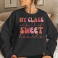 Groovy Teacher Valentine Back To School 100 Days Of School V4 Women Crewneck Graphic Sweatshirt Gifts for Her