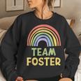 Happy Colorful Team Foster Rainbow Pride Green Yellow Women Sweatshirt Gifts for Her