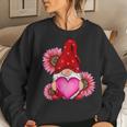 Happy Valentines Day Gnome With Leopard Sunflower Valentine Women Crewneck Graphic Sweatshirt Gifts for Her