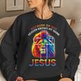 Because Of Him Heaven Knows My Name Jesus Lion Cross Faith Women Sweatshirt Gifts for Her
