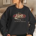 Hoo Name Hoo Family Name Crest Women Crewneck Graphic Sweatshirt Gifts for Her