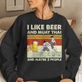 I Like Beer And Muay Thai And Maybe 3 People Retro Vintage Women Crewneck Graphic Sweatshirt Gifts for Her