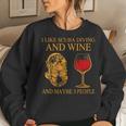 I Like Scuba Diving And Wine And Maybe 3 People Funny Women Crewneck Graphic Sweatshirt Gifts for Her