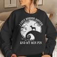 I Love Horror Movies And My Min Pin Dog Mom Dad Costume Women Crewneck Graphic Sweatshirt Gifts for Her
