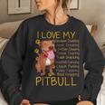 I Love My Pitbull Pittie Mom Dad Youth Gifts Funny Pit Bull Women Crewneck Graphic Sweatshirt Gifts for Her