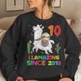 Kids Sloth Riding Llama Cute Llamazing 10Th Birthday Gifts Kids Women Crewneck Graphic Sweatshirt Gifts for Her