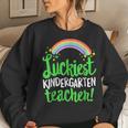 Luckiest Kindergarten Teacher St Patricks Day Women Crewneck Graphic Sweatshirt Gifts for Her