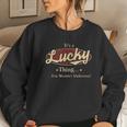 Lucky Name Lucky Family Name Crest Women Crewneck Graphic Sweatshirt Gifts for Her
