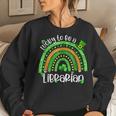 Lucky To Be A Librarian Rainbow Leopard St Patricks Day Women Crewneck Graphic Sweatshirt Gifts for Her