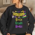 Mardi Gras For Men Women Im Just Here For Booze Beads Boobs Women Crewneck Graphic Sweatshirt Gifts for Her