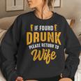 Mens If Found Drunk Please Return To Wife Couples Funny Party Women Crewneck Graphic Sweatshirt Gifts for Her