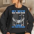 Mens My Wife Has Your Back Proud Air Force Husband Spouse Gift Women Crewneck Graphic Sweatshirt Gifts for Her