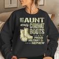 My Aunt Wears Combat Boots Dog Tags - Proud Military Nephew Women Crewneck Graphic Sweatshirt Gifts for Her