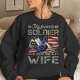 My Favorite Soldier Calls Me Wife Proud Army Wife Women Crewneck Graphic Sweatshirt Gifts for Her
