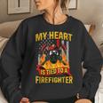 My Heart Is Tied To A Firefighter Fireman Fire Wife Women Crewneck Graphic Sweatshirt Gifts for Her