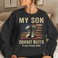 My Son Wears Combat Boots Proud Army Mom Veteran Son Women Crewneck Graphic Sweatshirt Gifts for Her