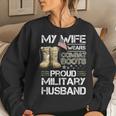 My Wife Wears Combat Boots Proud Military Husband Women Crewneck Graphic Sweatshirt Gifts for Her