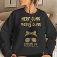 Nerf Guns And Messy Buns Momlife Leopard Print Women Sweatshirt Gifts for Her