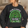 One Lucky Music Teacher Rainbow Shamrock St Patricks Day Women Crewneck Graphic Sweatshirt Gifts for Her