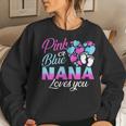 Pink Or Blue Nana Loves You Gender Reveal Baby Shower Gift Women Crewneck Graphic Sweatshirt Gifts for Her