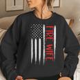 Proud Fire Wife Thin Red Line American Flag Firefighter Gift Women Crewneck Graphic Sweatshirt Gifts for Her