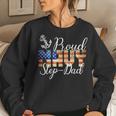 Proud Step-Dad For Men Or Women Army Veterans Day Women Crewneck Graphic Sweatshirt Gifts for Her