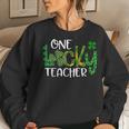 Shamrock One Lucky Teacher St Patricks Day School Women Crewneck Graphic Sweatshirt Gifts for Her