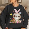 Sloth Bunny Ear With Eggs Basket Easter Costume Rabbit Women Sweatshirt Gifts for Her