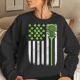 St Patricks Day Lacrosse Lax Usa Flag Women Irish Shamrock Women Crewneck Graphic Sweatshirt Gifts for Her
