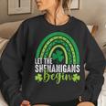 St Patricks Day Let The Shenanigans Begin Rainbow Women Crewneck Graphic Sweatshirt Gifts for Her