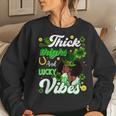 Thick Thighs Lucky Vibes St Patricks Day Melanin Black Women Women Sweatshirt Gifts for Her
