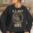Us Na Vy Proud Wife Veteran Day Memorial Day Military Wife Women Crewneck Graphic Sweatshirt Gifts for Her