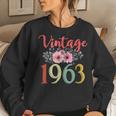 Vintage 1963 Floral Funny 60Th Birthday Awesome Since 1963 Women Crewneck Graphic Sweatshirt Gifts for Her