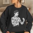Vintage Boxing Champion Tattoo - Boho Ink Fighter Women Crewneck Graphic Sweatshirt Gifts for Her