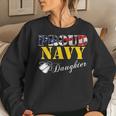Vintage Proud Navy Daughter With American Flag Gift Veteran Women Crewneck Graphic Sweatshirt Gifts for Her