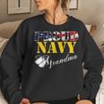 Vintage Proud Navy Grandma With American Flag Gift Veteran Women Crewneck Graphic Sweatshirt Gifts for Her