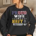 Vintage Proud Wife Of A Navy For Veteran Gifts Women Crewneck Graphic Sweatshirt Gifts for Her