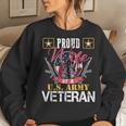 Vintage Proud Wife Of A US Army Veteran Gift Mom Dad Women Crewneck Graphic Sweatshirt Gifts for Her
