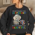 What Makes You Different Elephant Mom Autism Awareness Women Crewneck Graphic Sweatshirt Gifts for Her