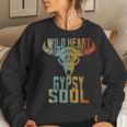 Wild Heart Gypsy Boho Soul Vintage Boho Cow Bull Skull Women Sweatshirt Gifts for Her