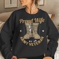 Womens 4Th Of July Celebration Proud Wife Of An Army Veteran Spouse Women Crewneck Graphic Sweatshirt Gifts for Her